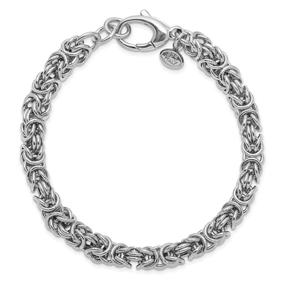 Leslie's Sterling Silver Rhodium-plated w/ .5in ext Byzantine Bracelet