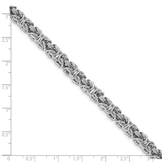 Leslie's Sterling Silver Rhodium-plated w/ .5in ext Byzantine Bracelet