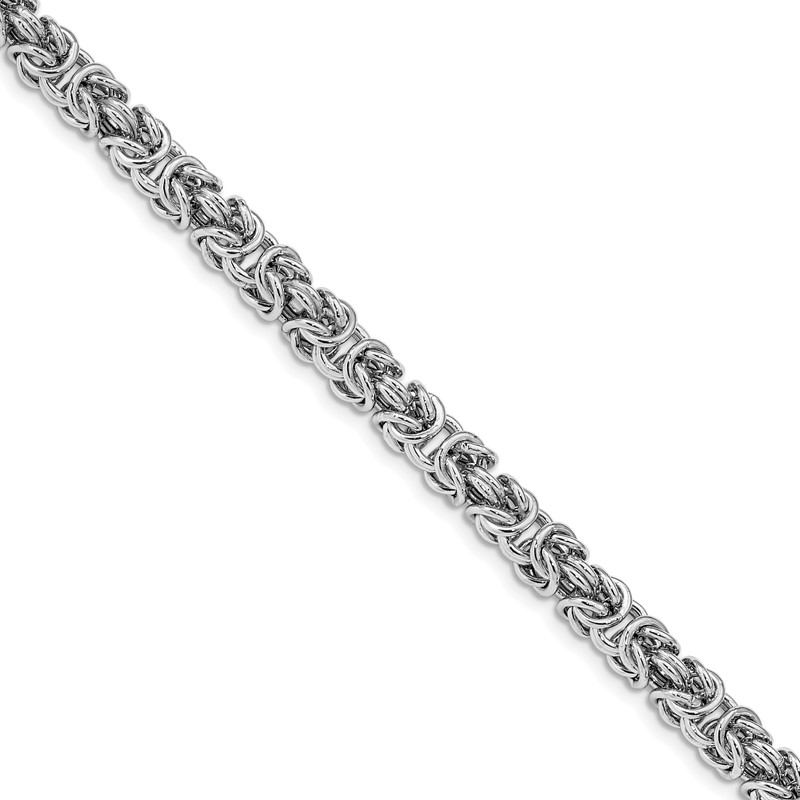 Sterling Silver Rhodium-plated w/ .5in ext Byzantine Bracelet