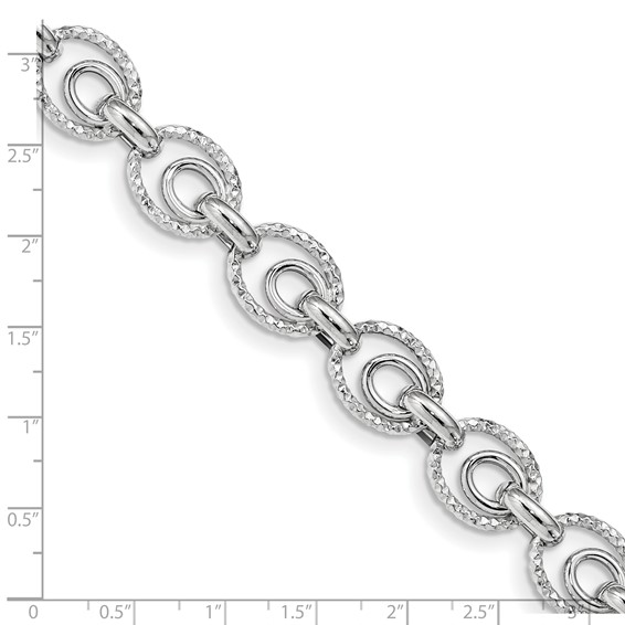 Leslie's Sterling Silver Rhodium-plated D/C Polished w/ .5in ext. Bracelet