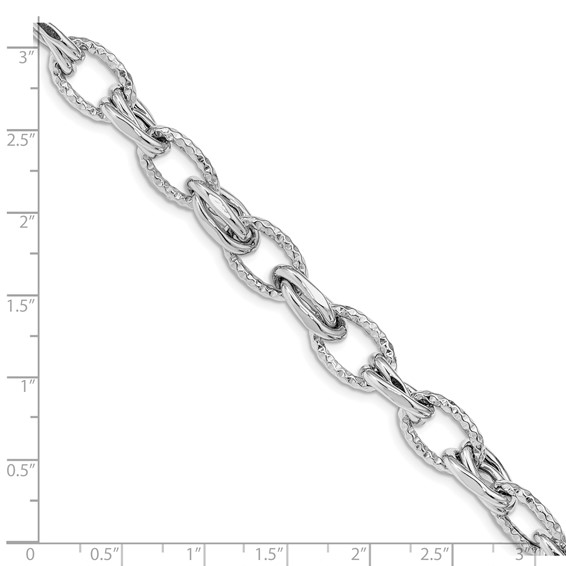 Leslie's Sterling Silver Rhodium-plated D/C Polished w/ .5in ext. Bracelet