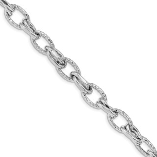 Leslie's Sterling Silver Rhodium-plated D/C Polished w/ .5in ext. Bracelet