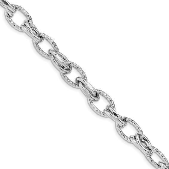 Leslie's Sterling Silver Rhodium-plated D/C Polished w/ .5in ext. Bracelet