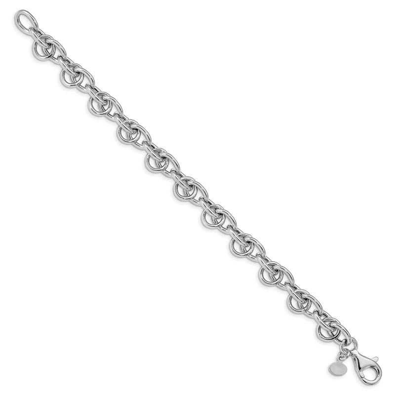 Sterling Silver Rhodium-plated Polished Fancy Link Bracelet