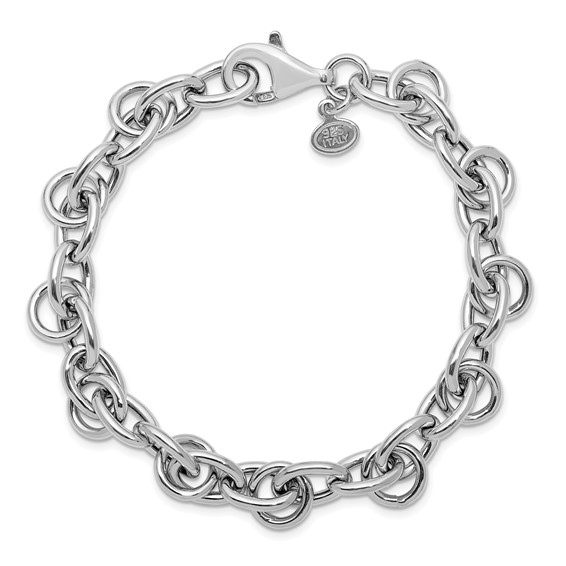 Leslie's Sterling Silver Rhodium-plated Polished Fancy Link Bracelet