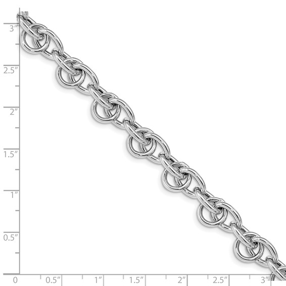 Leslie's Sterling Silver Rhodium-plated Polished Fancy Link Bracelet
