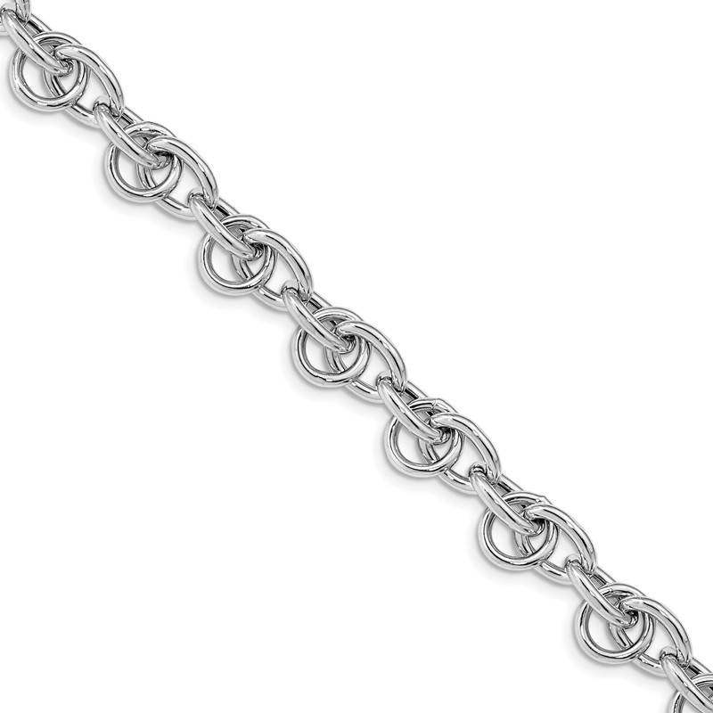 Sterling Silver Rhodium-plated Polished Fancy Link Bracelet