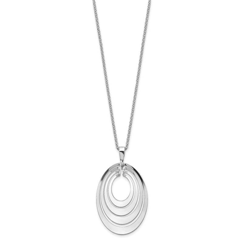 Sterling Silver Rh-plat Polished & Brushed w/ 1.25in ext. Necklace