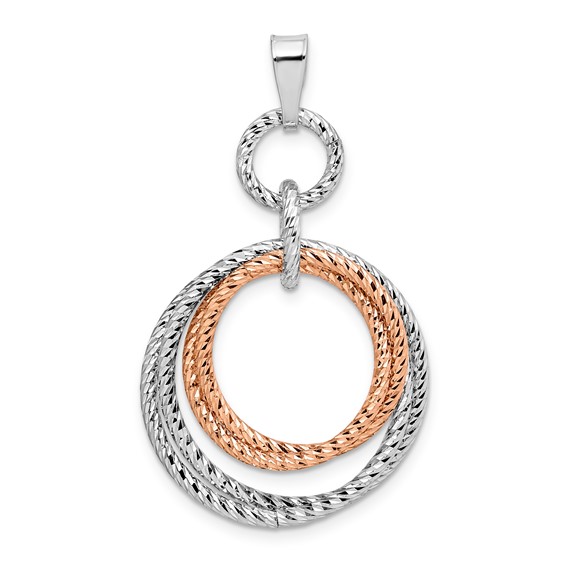 Leslie's Sterling Silver Rose Gold-plated Rh-plated D/C Pendant