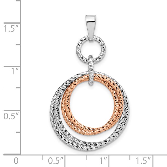 Leslie's Sterling Silver Rose Gold-plated Rh-plated D/C Pendant