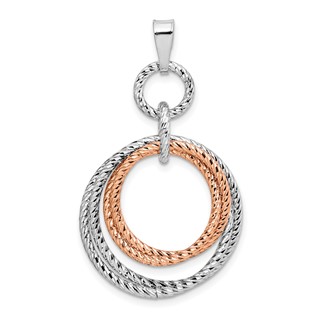 Leslie's Sterling Silver Rose Gold-plated Rh-plated D/C Pendant
