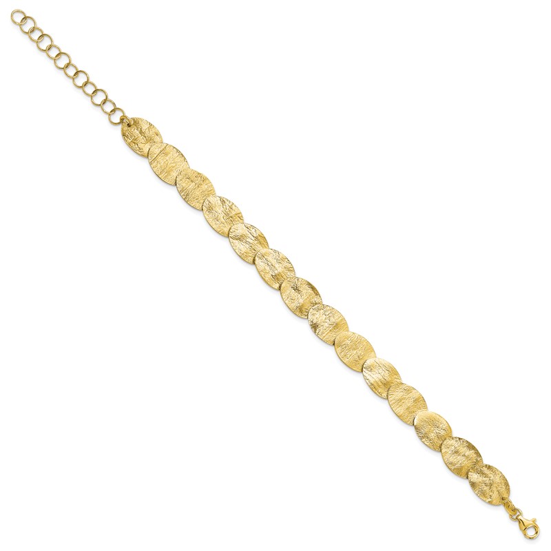 Sterling Silver Gold-tone Textured w/2in ext Bracelet