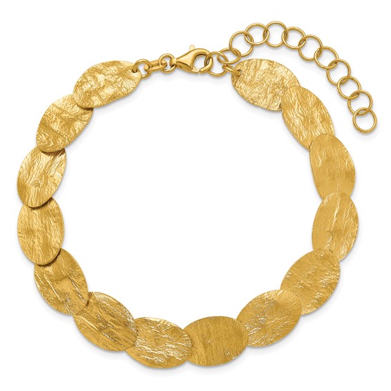 Leslie's Sterling Silver Gold-tone Textured w/2in ext Bracelet