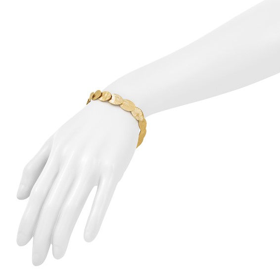 Leslie's Sterling Silver Gold-tone Textured w/2in ext Bracelet