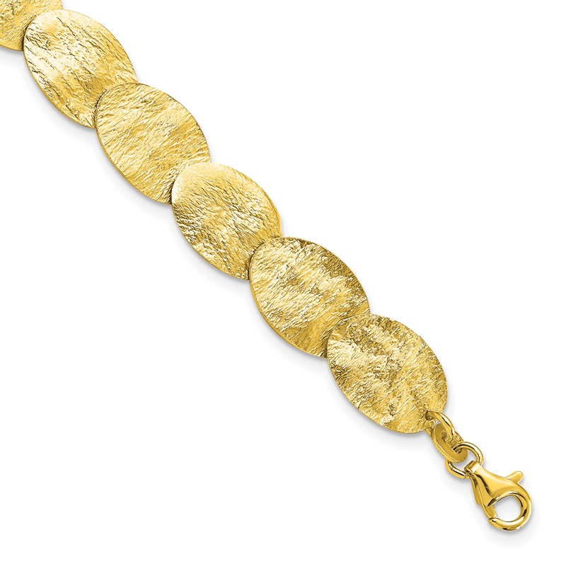 Sterling Silver Gold-tone Textured w/2in ext Bracelet