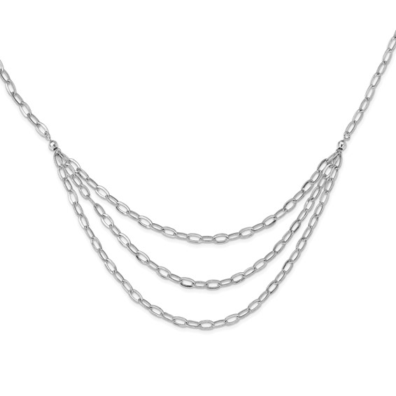 Leslie's Sterling Silver Rhodium-plated Multi-Strand Necklace