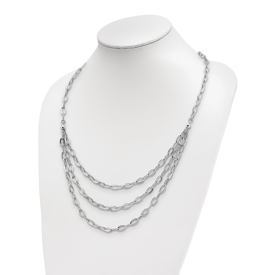 Leslie's Sterling Silver Rhodium-plated Multi-Strand Necklace