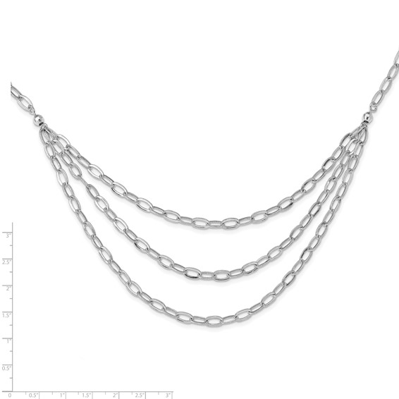 Leslie's Sterling Silver Rhodium-plated Multi-Strand Necklace