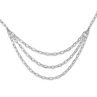 Leslie's Sterling Silver Rhodium-plated Multi-Strand Necklace