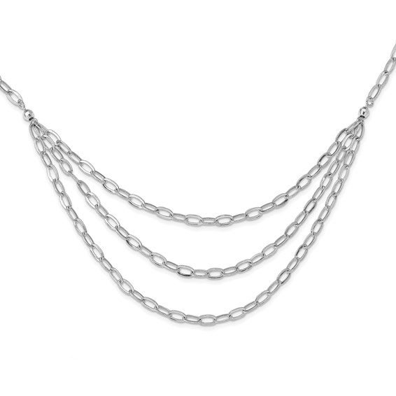 Leslie's Sterling Silver Rhodium-plated Multi-Strand Necklace
