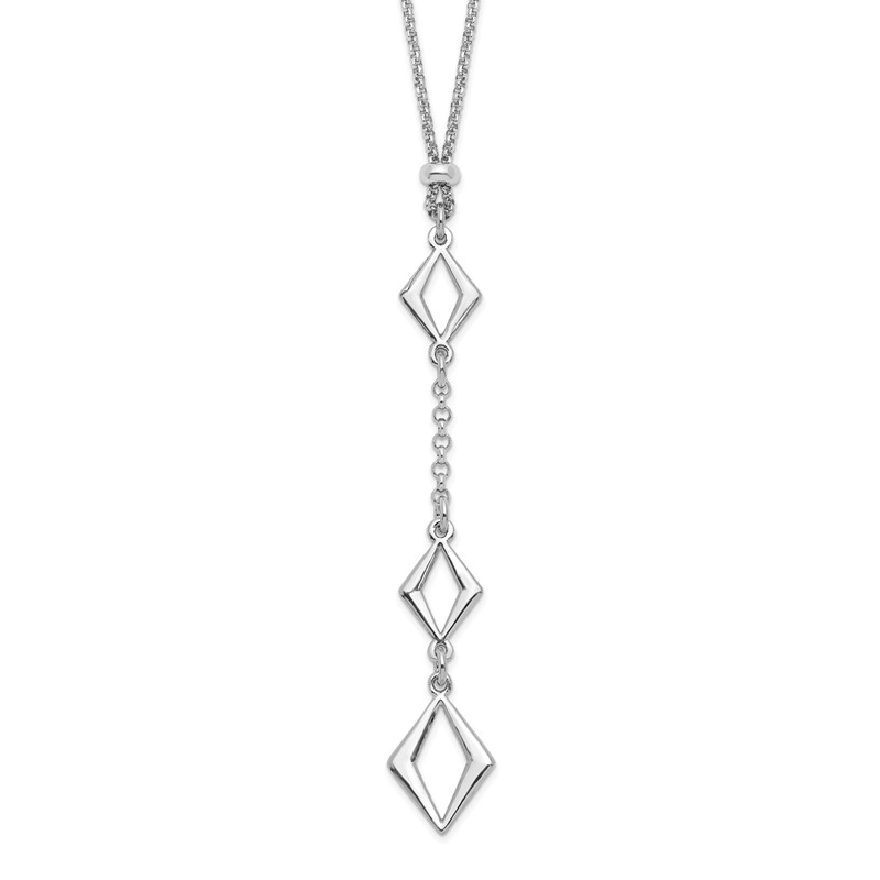 Sterling Silver Rhodium-plated Adj. w/ 1.5in ext. Necklace