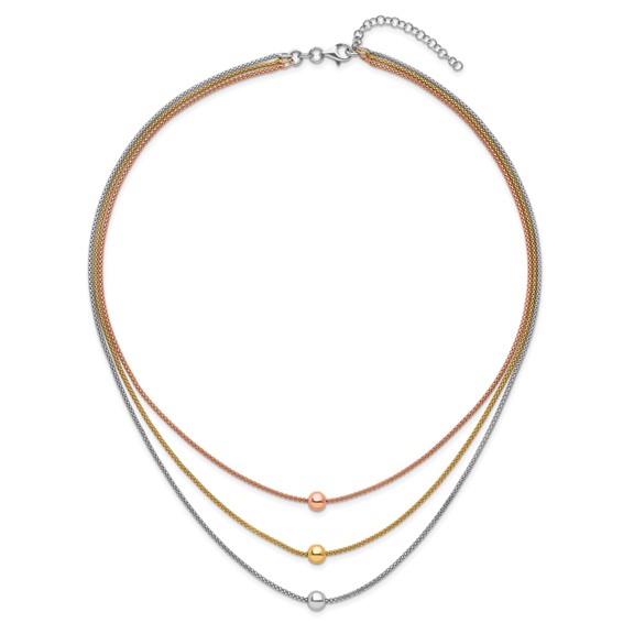 Leslie's Sterling Silver Rose & Yellow Gold-plated w/ 2in ext. Necklace