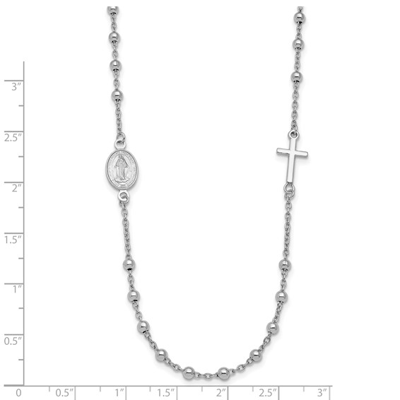 Leslie's Sterling Silver Rhod-pl Cross and Miraculous Medal Necklace