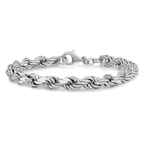 Leslie's Sterling Silver Rhodium-plated Polished Fancy Rope Bracelet