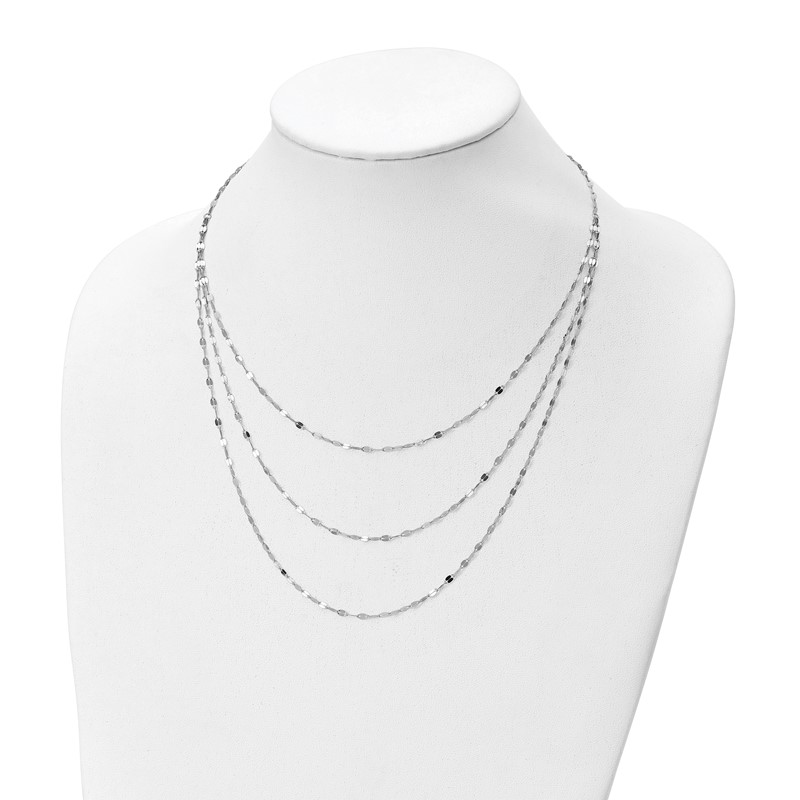 Sterling Silver Rhodium-plated Polished Multi-strand Necklace