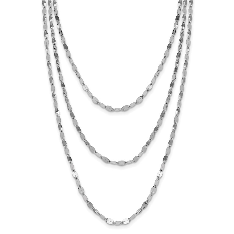 Sterling Silver Rhodium-plated Polished Multi-strand Necklace