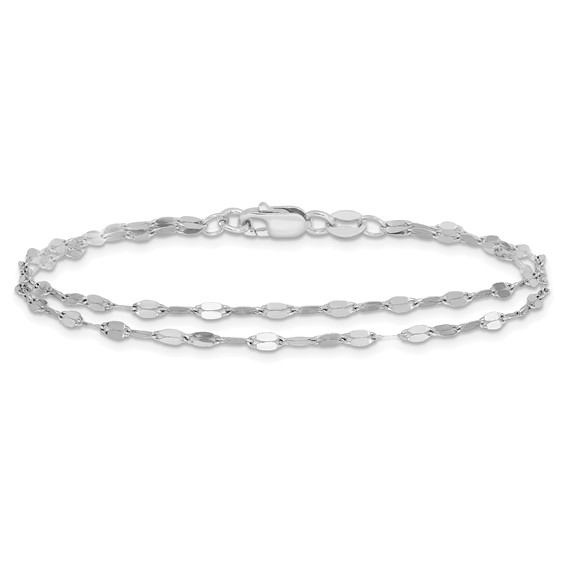 Leslie's Sterling Silver Rhodium-plated Polished Double-strand Bracelet