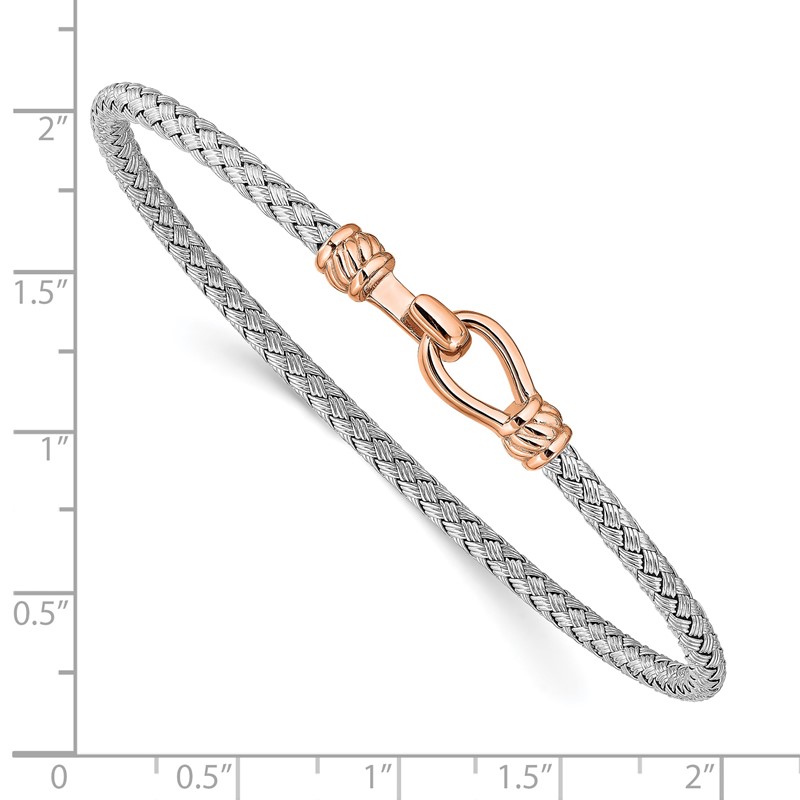 Sterling Silver RH-plated & Rose Gold-plated Flexible Cuff