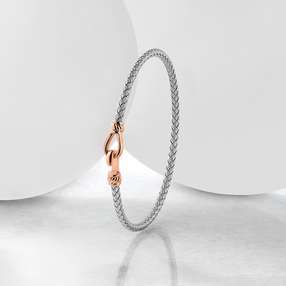 Leslie's Sterling Silver RH-plated & Rose Gold-plated Flexible Cuff