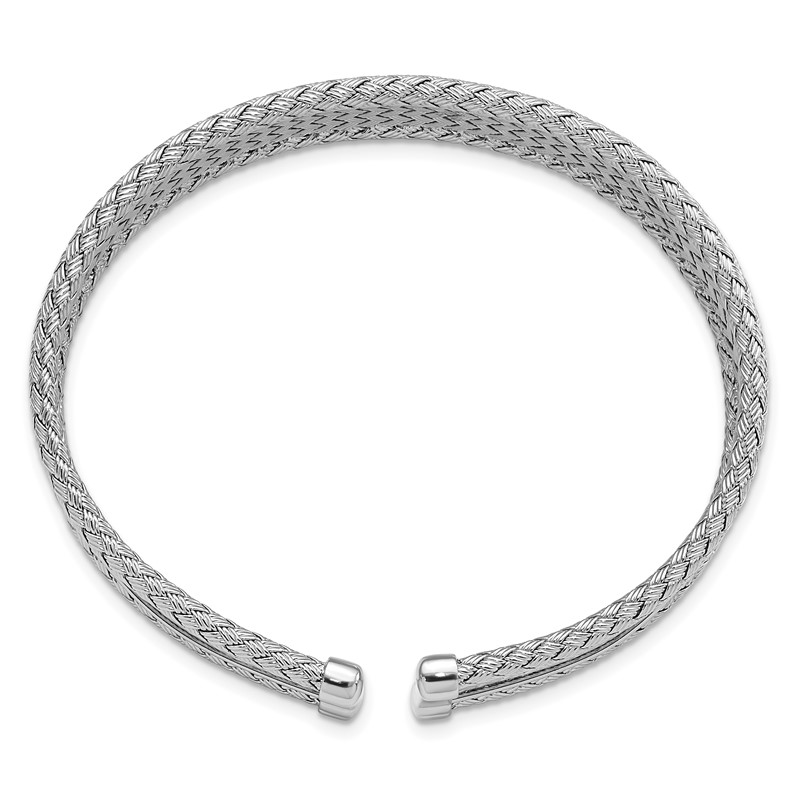 Sterling Silver RH-plated Polished Flexible Cuff