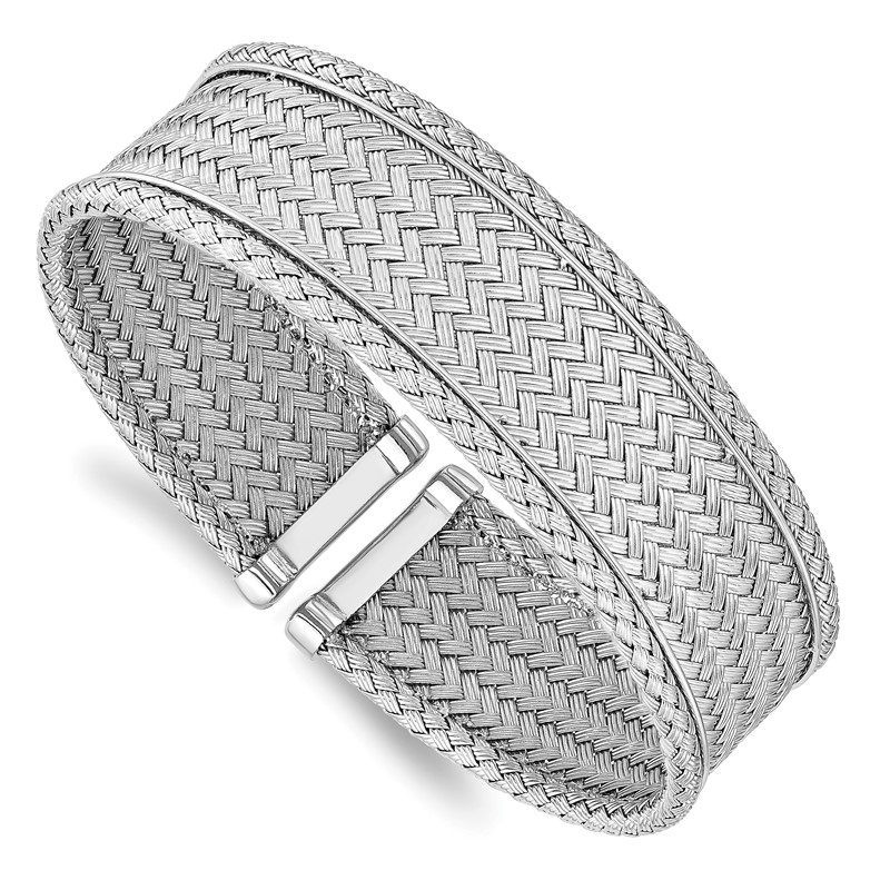 Sterling Silver RH-plated Polished Flexible Cuff