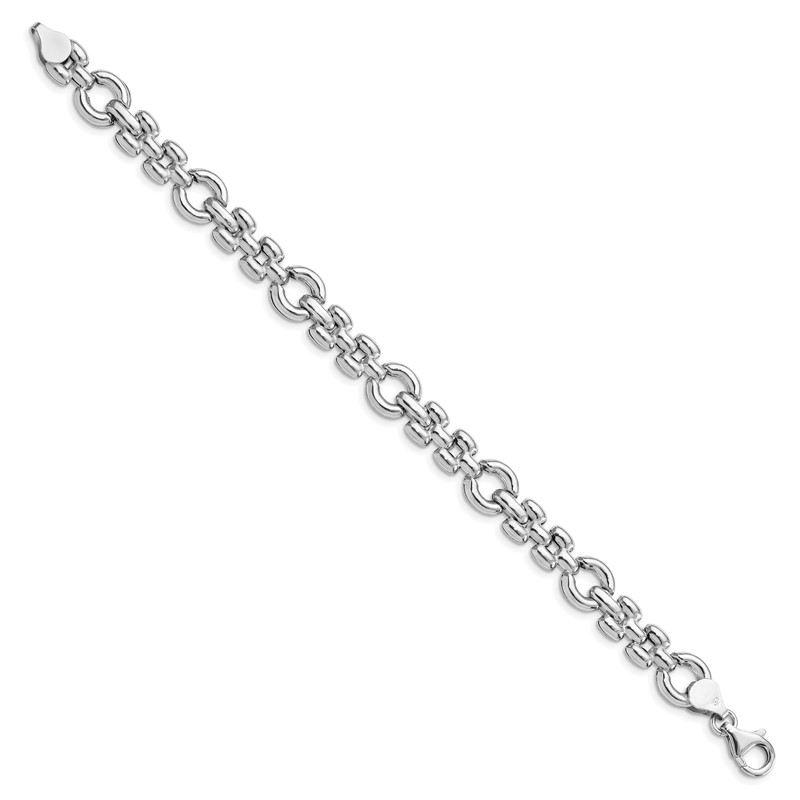 Sterling Silver Rhodium-plated Polished Link Bracelet