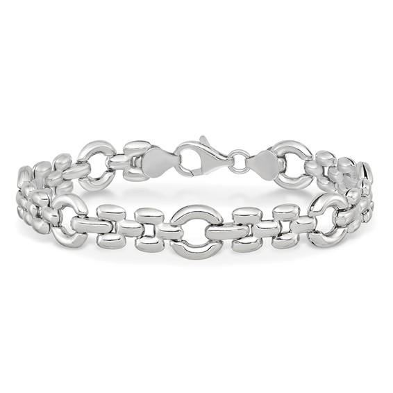 Leslie's Sterling Silver Rhodium-plated Polished Link Bracelet
