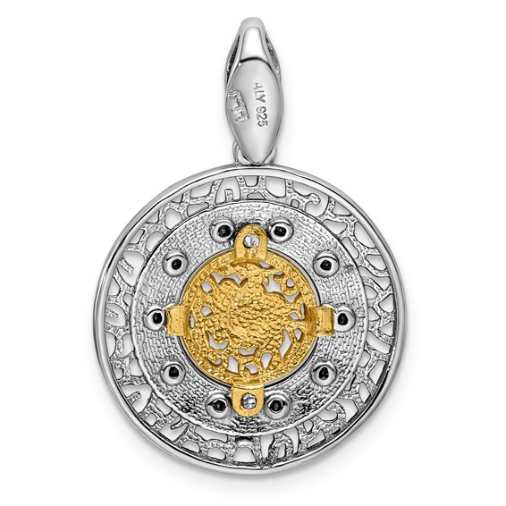 Leslie's Sterling Silver Rhod-plated Gold-tone Crystal Pendant