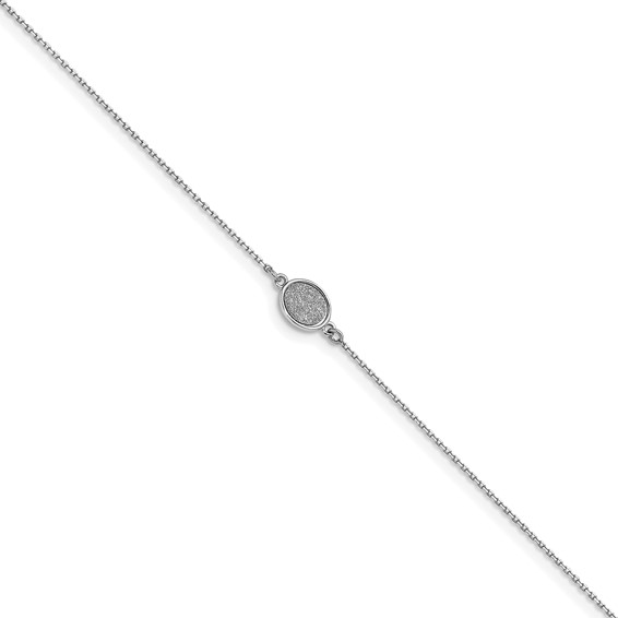 Leslie's Sterling Silver Rhodium-plated Glitter Oval 9 inch Plus 1 inch Extender - Total 10 inch Anklet
