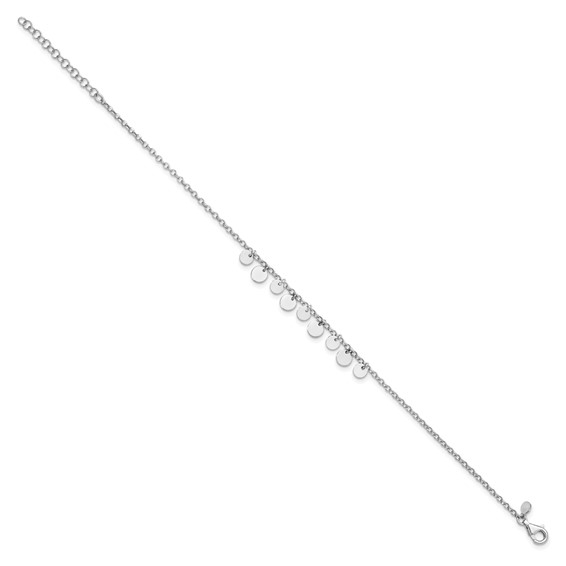 Leslie's Sterling Silver Rhodium-plated Disc 9 inch Plus 1.5 inch Extender - Total 10.5 inch Anklet