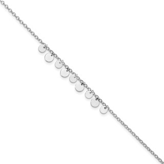 Leslie's Sterling Silver Rhodium-plated Disc 9 inch Plus 1.5 inch Extender - Total 10.5 inch Anklet