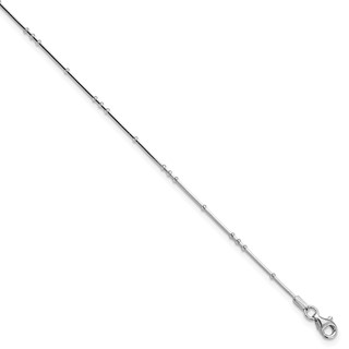 Leslie's Sterling Silver Rhodium-plated Beaded 9 inch Plus 1 inch Extender - Total 10 inch Anklet