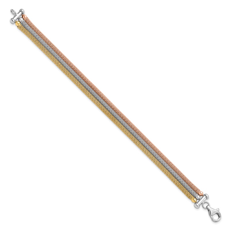 Sterling Silver Rose and Yellow Gold-plated w/ rhodium-pl Bracelet