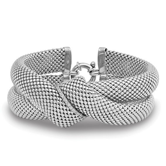 Leslie's Sterling Silver Rhodium-plated CZ Knot Bracelet