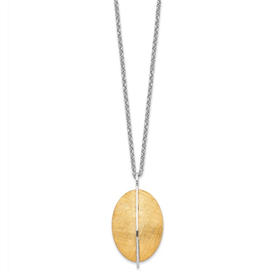 Leslie's Radiant Essence SS Rhod-pl Gold-tone Brushed 2in ext. Necklace