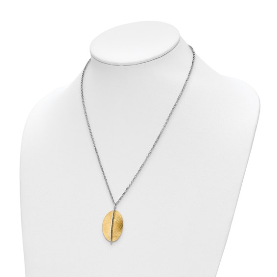 Leslie's Radiant Essence SS Rhod-pl Gold-tone Brushed 2in ext. Necklace