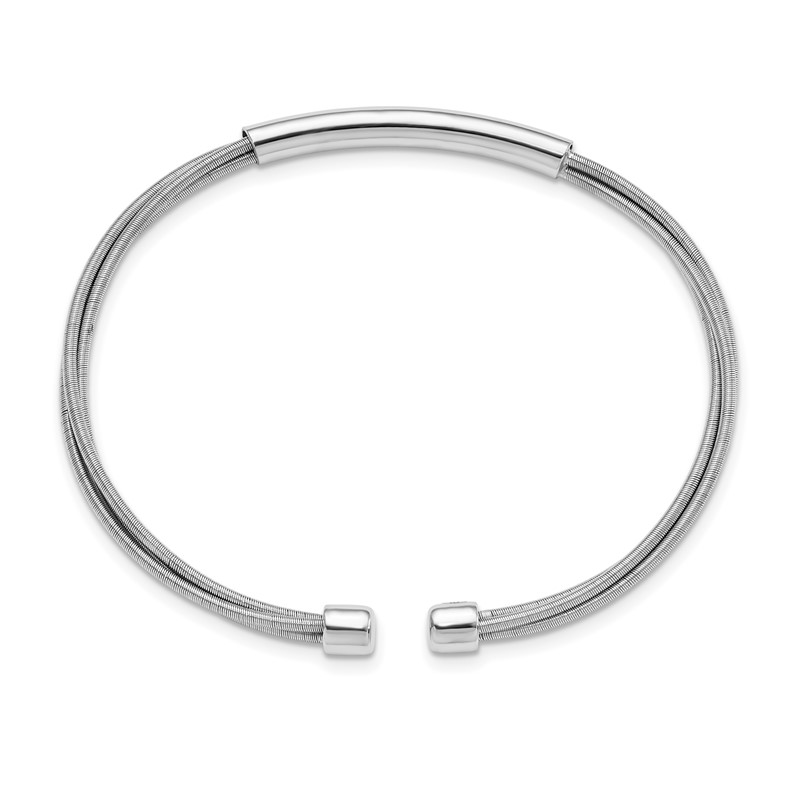 Sterling Silver Rhodium-plated Cuff Bangle