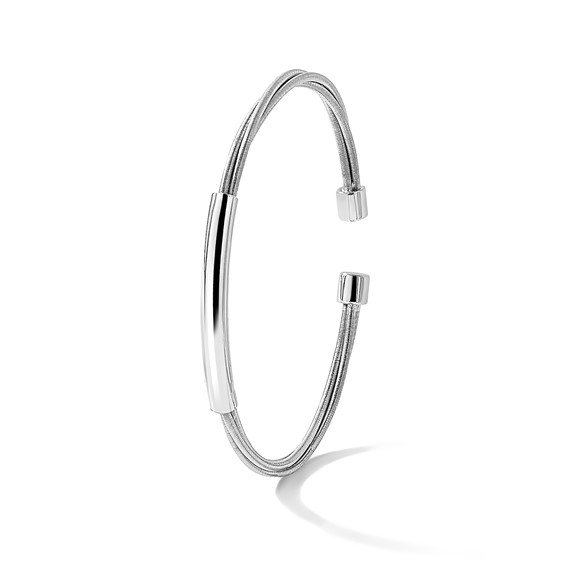 Leslie's Sterling Silver Rhodium-plated Cuff Bangle