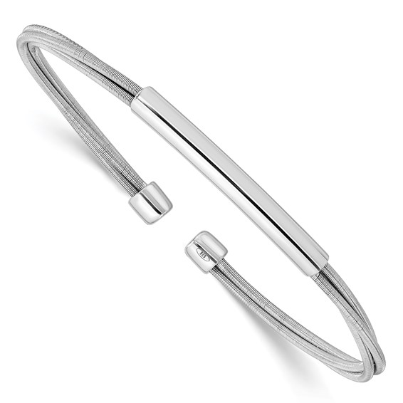 Leslie's Sterling Silver Rhodium-plated Cuff Bangle