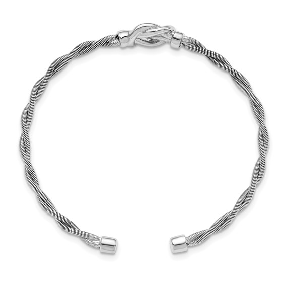 Leslie's Sterling Silver Rhodium-plated Twisted Cuff Bangle